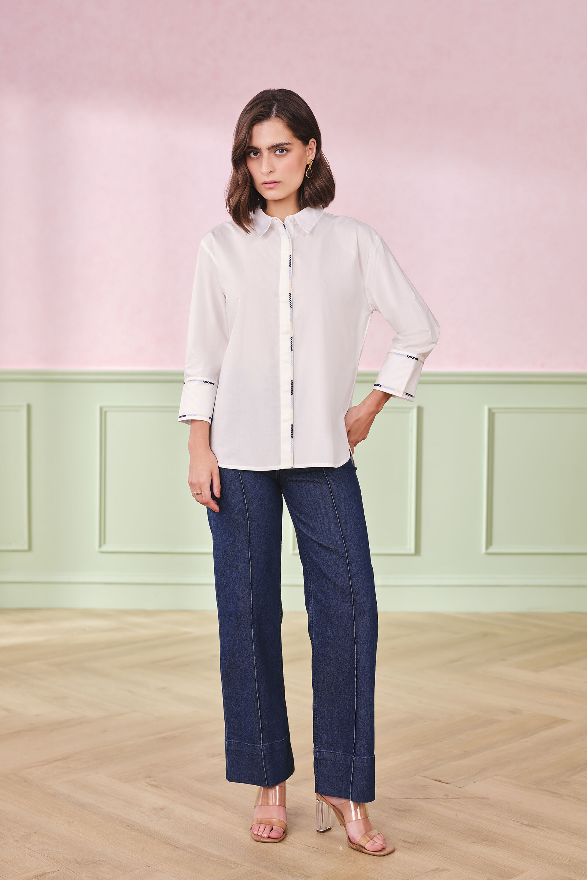 The Vanilla Button-Up Cotton Top, White, image 4